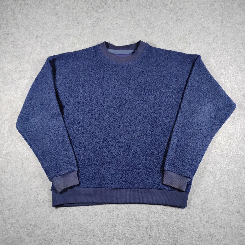 Outdoor Voices Mens MegaFleece Crewneck Sweatshirt Navy‎ Blue Sherpa Size S